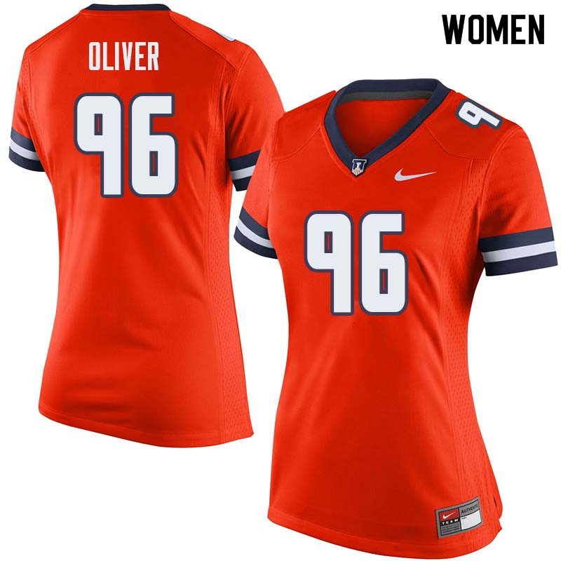 Women #96 Tymir Oliver Illinois Fighting Illini College Football Jerseys Sale-Orange